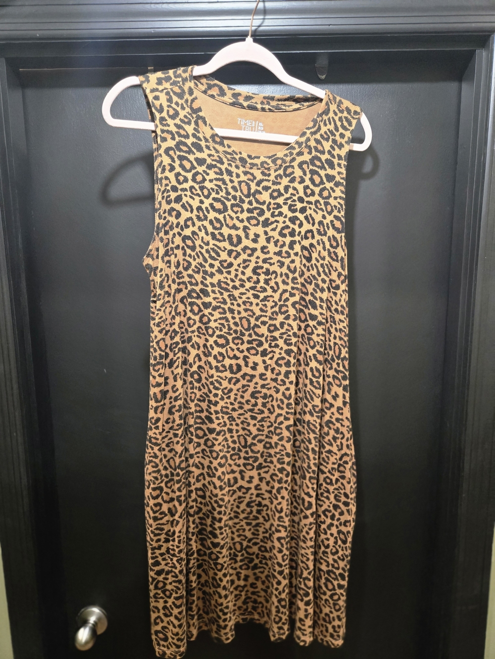 Time and Tru Leopard Print Sleeveless Mini Dress in Tan and Black